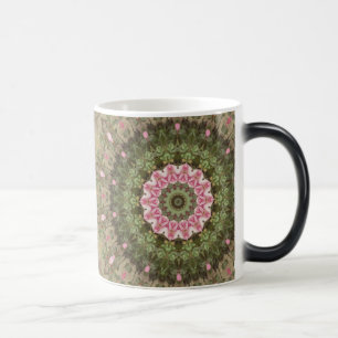 Floral Boho Ethnic Kaleidoscoop, Roze Groen Bruin Magische Mok