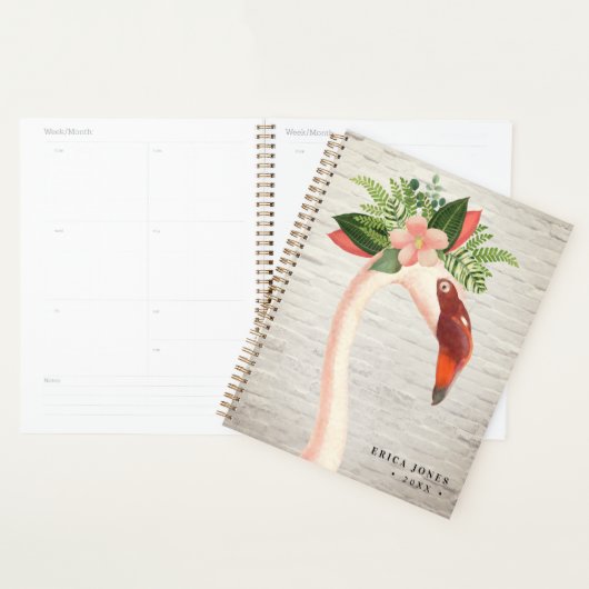 Floral Boho Flamingo White Brick Planner (Display)