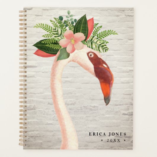 Floral Boho Flamingo White Brick Planner (Voorkant)