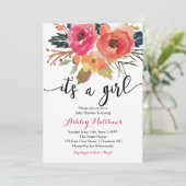 Floral boho Floral Baby shower Invitation Kaart (Staand voorkant)