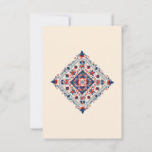 Floral boho folk art design rood wit en blauw bedankkaart (Achterkant)