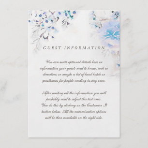 Floral Boho Fresh Light Blue Wedding Insert Kaart