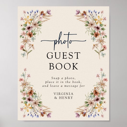Floral Boho Gastenboek Poster (Voorkant)