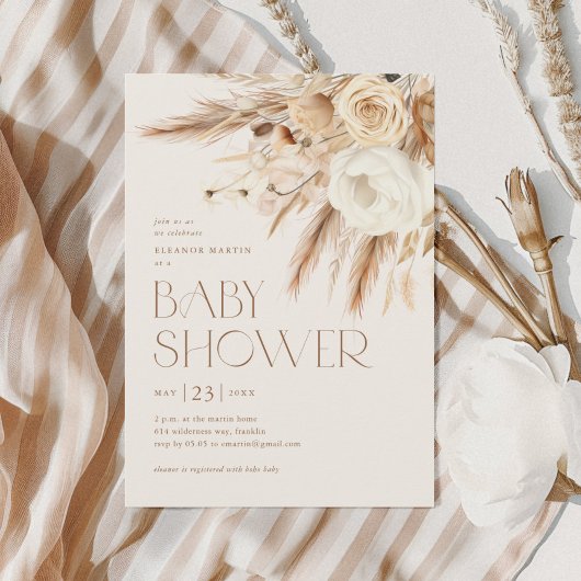 Floral Boho Genderneutraal Baby shower Kaart