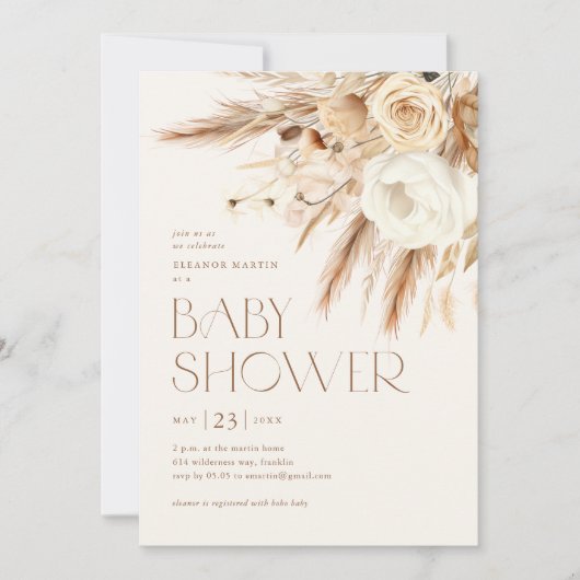 Floral Boho Genderneutraal Baby shower Kaart (Voorkant)