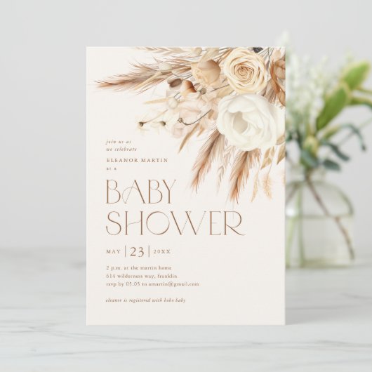 Floral Boho Genderneutraal Baby shower Kaart (Staand voorkant)