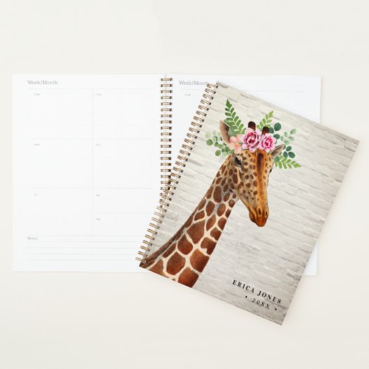 Floral Boho Giraffe White Brick Planner (Display)