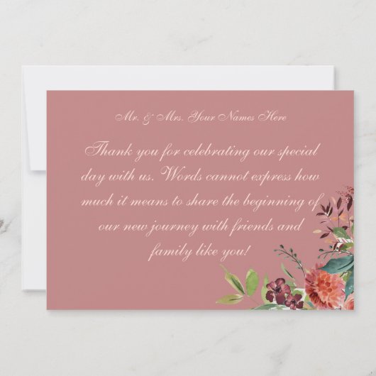 Floral Boho hart perzik bruiloft Bedankkaart (Achterkant)