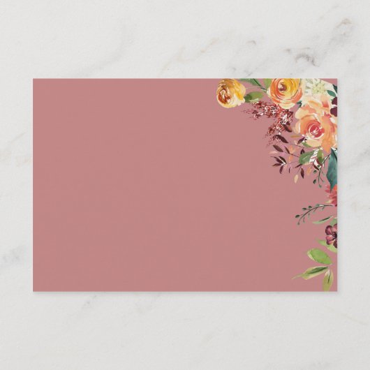 Floral Boho hart perzik bruiloft details Informatiekaartje (Achterkant)