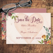 Floral Boho hart perzik bruiloft Save The Date