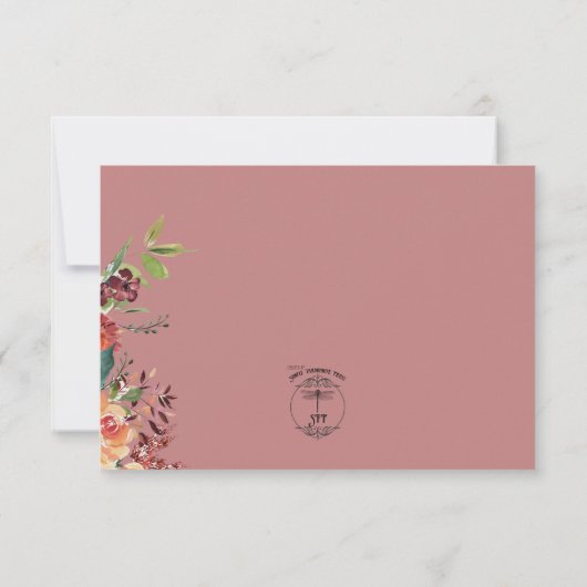 Floral Boho hart perzik bruiloft Save The Date (Achterkant)