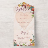 Floral Boho hart perzik juweel diner All In One Uitnodiging (Binnen)