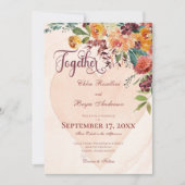 Floral Boho Heart Peach Weddenschap Kaart (Voorkant)