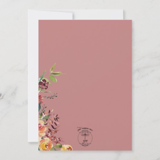 Floral Boho Heart Peach Weddenschap Kaart (Achterkant)