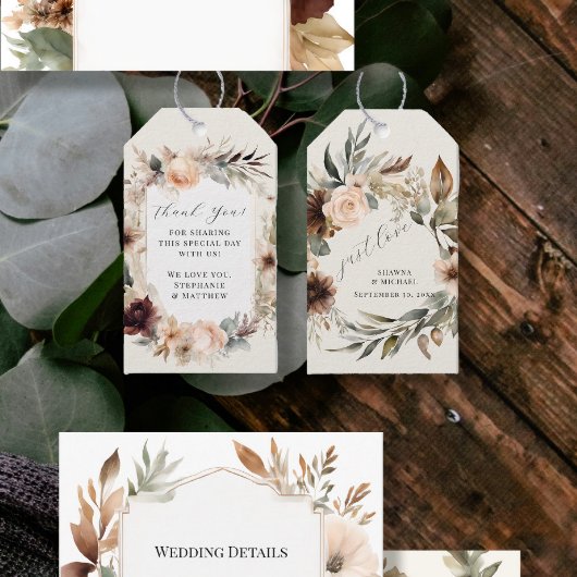 Floral BOHO herfst Herfst bladeren gedempte bruilo Cadeaulabel