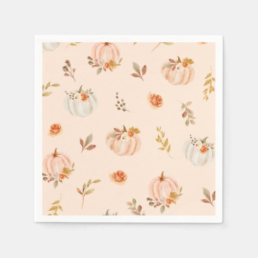 Floral boho herfst kleine pompoen verjaardag servet (Voorkant)