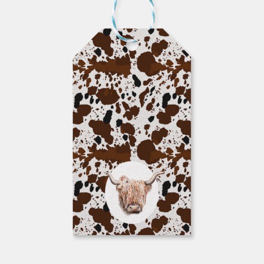 Floral Boho Highland Koe Birthday Hartelijk dank Cadeaulabel (Achterkant)