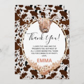 Floral Boho Highland Koe Birthday Hartelijk dank Kaart (Voorkant / Achterkant)