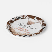Floral Boho Highland Koe Birthday Party Papieren Bordje (Gekanteld)