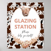 Floral Boho Highland Koe Birthday Party Sign