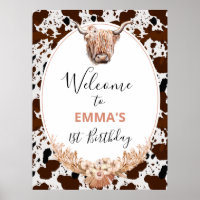 Floral Boho Highland Koe Birthday Welkom