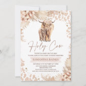 Floral Boho Highland Koe Calf Baby shower Invitati Kaart (Voorkant)