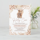 Floral Boho Highland Koe Calf Baby shower Invitati Kaart (Staand voorkant)
