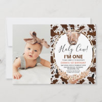 Floral Boho Highland Koe Foto 1e verjaardag