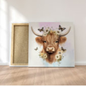 Floral Boho Highland Koe met pastelachtergrond Poster