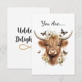 Floral Boho Highland Koe vlinder grillig Bedankkaart (Voorkant / Achterkant)