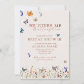 Floral Boho Hij geeft me vlinders Vrijgezellenfees Kaart (Voorkant)