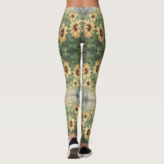 Floral Boho Hippie Sunflower Leggings (Achterkant)