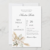Floral Boho Huwelijksuitnodiging Kaart (Voorkant)