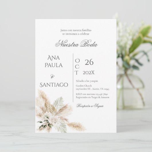 Floral Boho Huwelijksuitnodiging Kaart (Staand voorkant)