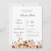 Floral Boho Huwelijksuitnodiging Kaart (Voorkant)