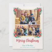 Floral Boho Kerstkaart, Goud Lijst Feestdagenkaart (Voorkant)