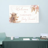 Floral Boho Koe Kalf Baby shower welkomstbanner Spandoek (Beurs)