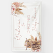 Floral Boho Koe Kalf Baby shower welkomstbanner Spandoek (Verticaal)