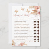 Floral Boho mama of papa Baby shower Game Kaart (Voorkant)