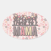 Floral Boho Mama Ovale Sticker (Voorkant)