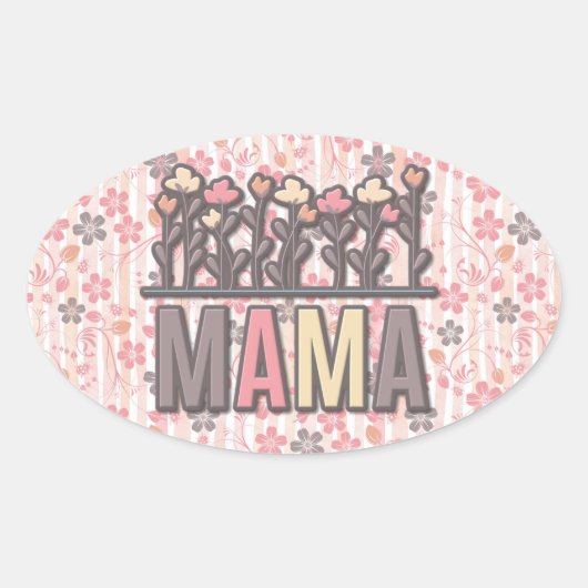 Floral Boho Mama Ovale Sticker (Voorkant)