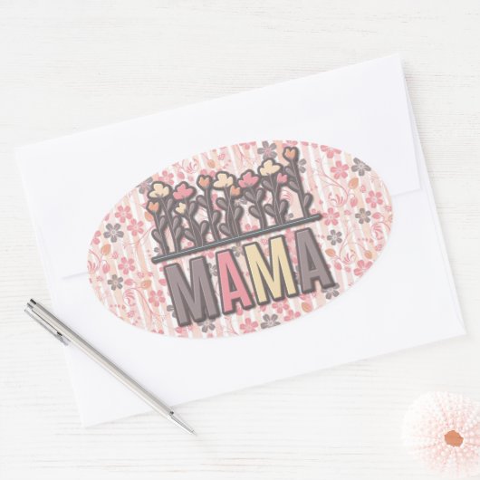 Floral Boho Mama Ovale Sticker (Envelop)