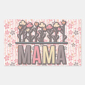 Floral Boho Mama Rechthoekige Sticker (Voorkant)