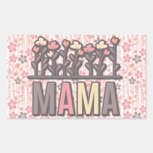 Floral Boho Mama Rechthoekige Sticker (Voorkant)