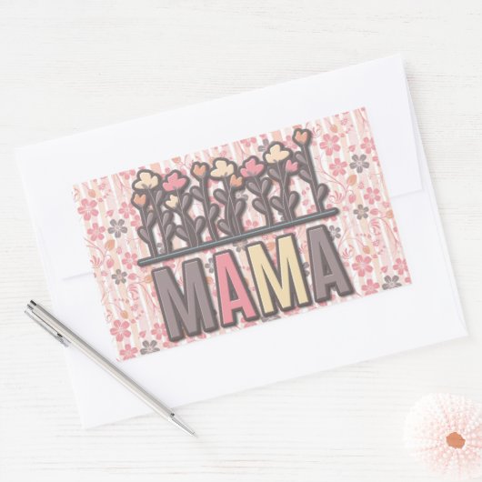Floral Boho Mama Rechthoekige Sticker (Envelop)