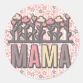 Floral Boho Mama Ronde Sticker (Voorkant)