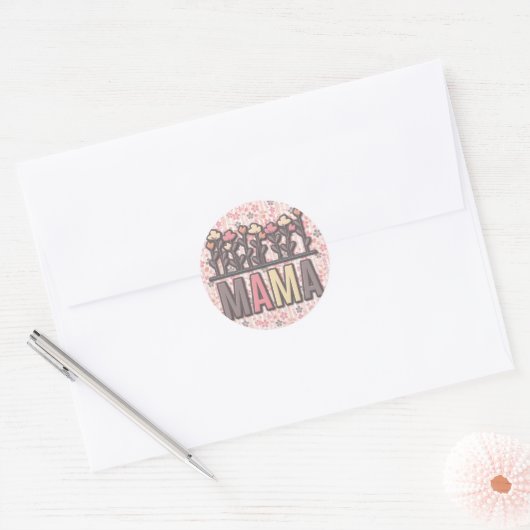 Floral Boho Mama Ronde Sticker (Envelop)