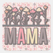 Floral Boho Mama Vierkante Sticker (Voorkant)