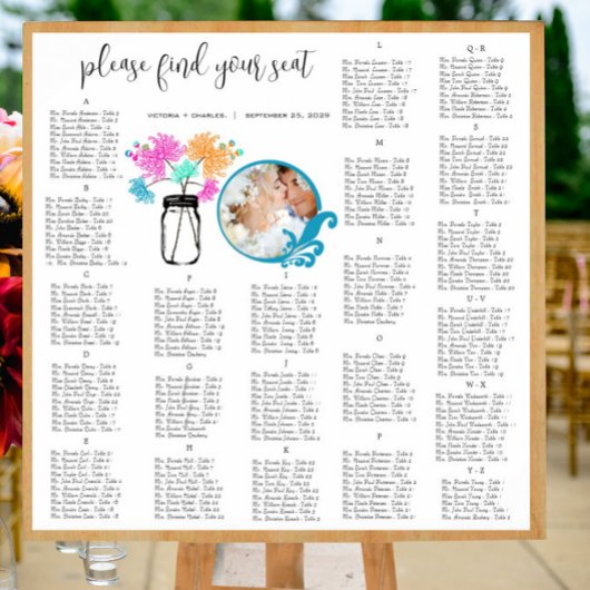 Floral  Boho Mason Jar White Achtergrond Poster