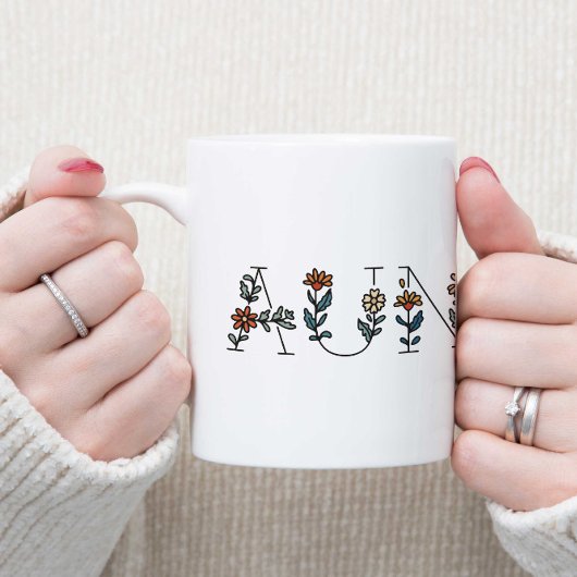 Floral Boho Minimal Auntie Two-Tone Coffee Mok